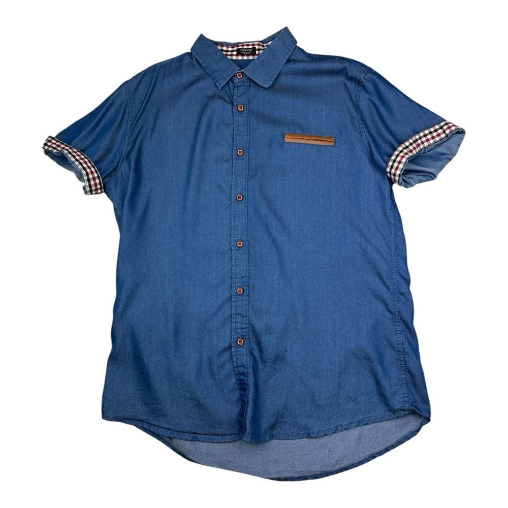 COOFANDY Short Sleeve Button Down Shirt Blue Size M